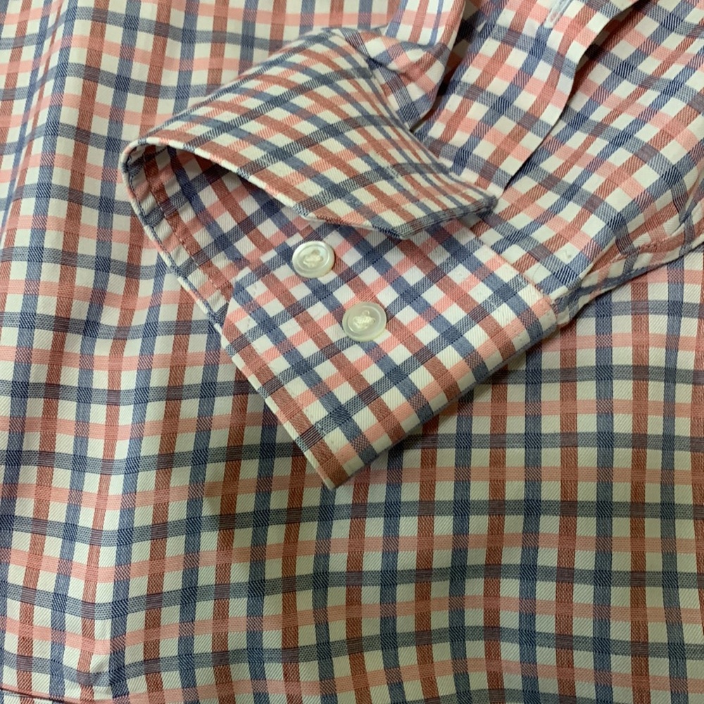 Donated: Banana Republic Plaid Button Dress Shirt sz L 16-16.5 neck, pink,red - Picture 3 of 6